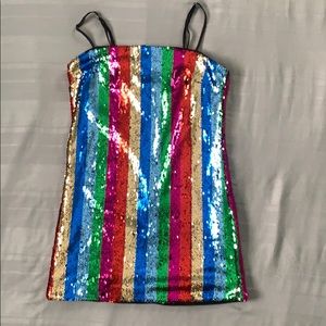 FOREVER 21 Rainbow Sequined Dress, Size Small